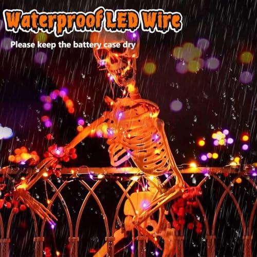 Image of 3PK Orange and Purple Halloween Fairy Lights Battery Operated with Remote | 8 Lighting Modes, Remote Control, Timer & Dimmable, Total 78FT 240LED Twinkle Lights for Outdoor Indoor Halloween Home Decor
