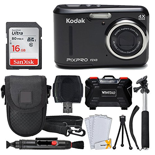 Kodak PIXPRO FZ43 16.15MP Digital Camera with 4X Optical Zoom + SanDisk 16GB