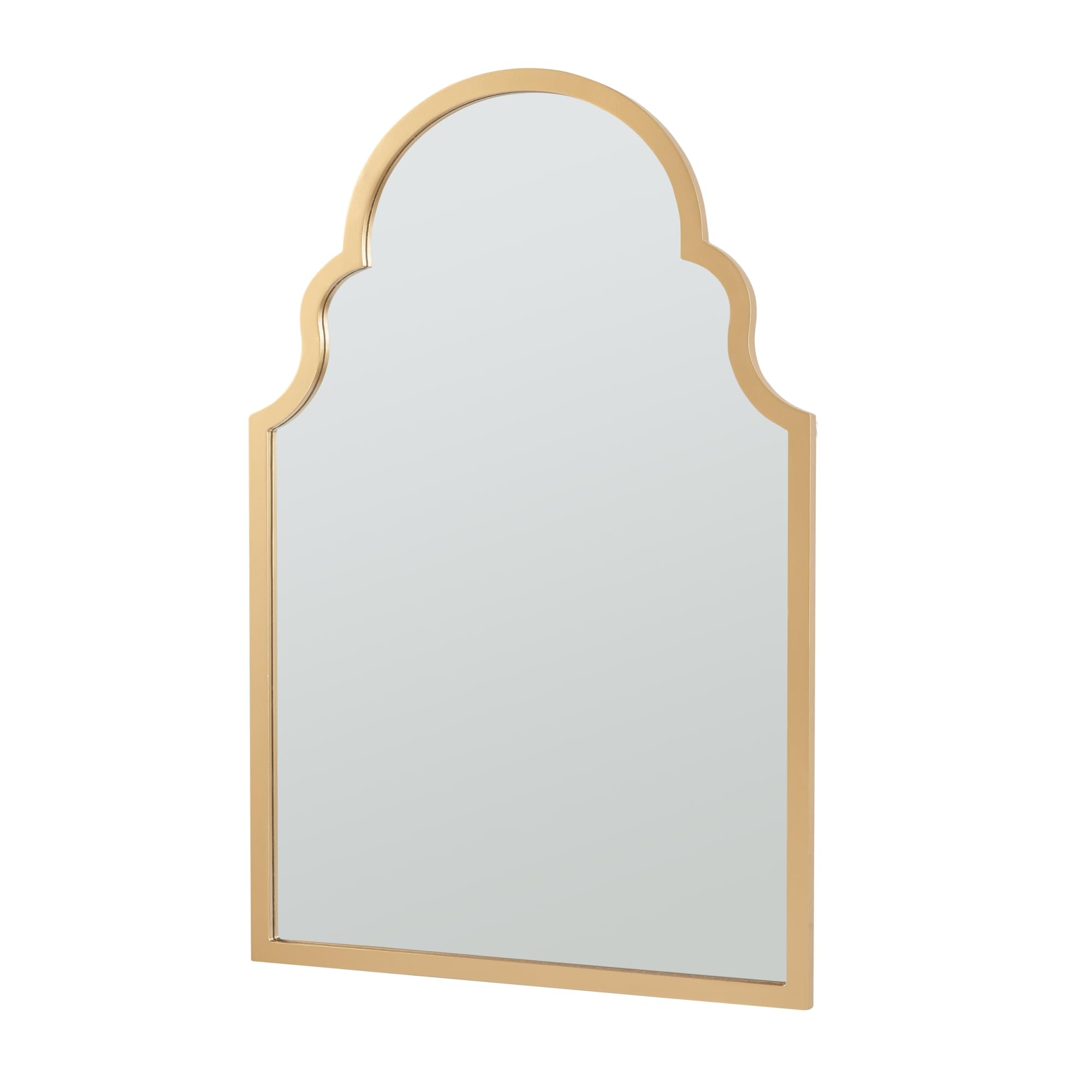 [en.casa] Diseño Único Espejo de Pared en Forma de Ventana de Estilo Marroquí Elegante Espejo Baño Salón con Ganchos de Suspensión Sin Distorsiones Decoración Mural Marco MDF 90x60 cm - Dorado