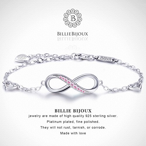 Billie-Bijoux-Pulsera-de-plata-esterlina-Mujer-Simbolo-Amor-Infinito-Brazalete-de-mujer-ajustable-regalo-ideal-el-dia-de-San-Valentin-para-mama-rosado