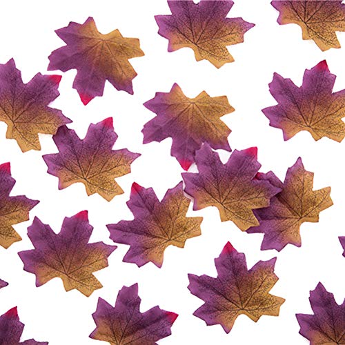 Mothcattl Künstliche Ahornblätter Für Kunst Scrapbooking, Mehrfarbige Herbst Farbige Ahornblätter Für Halloween Hochzeit Home Party Dekor Foto Prop 50Pcs Lila Cover