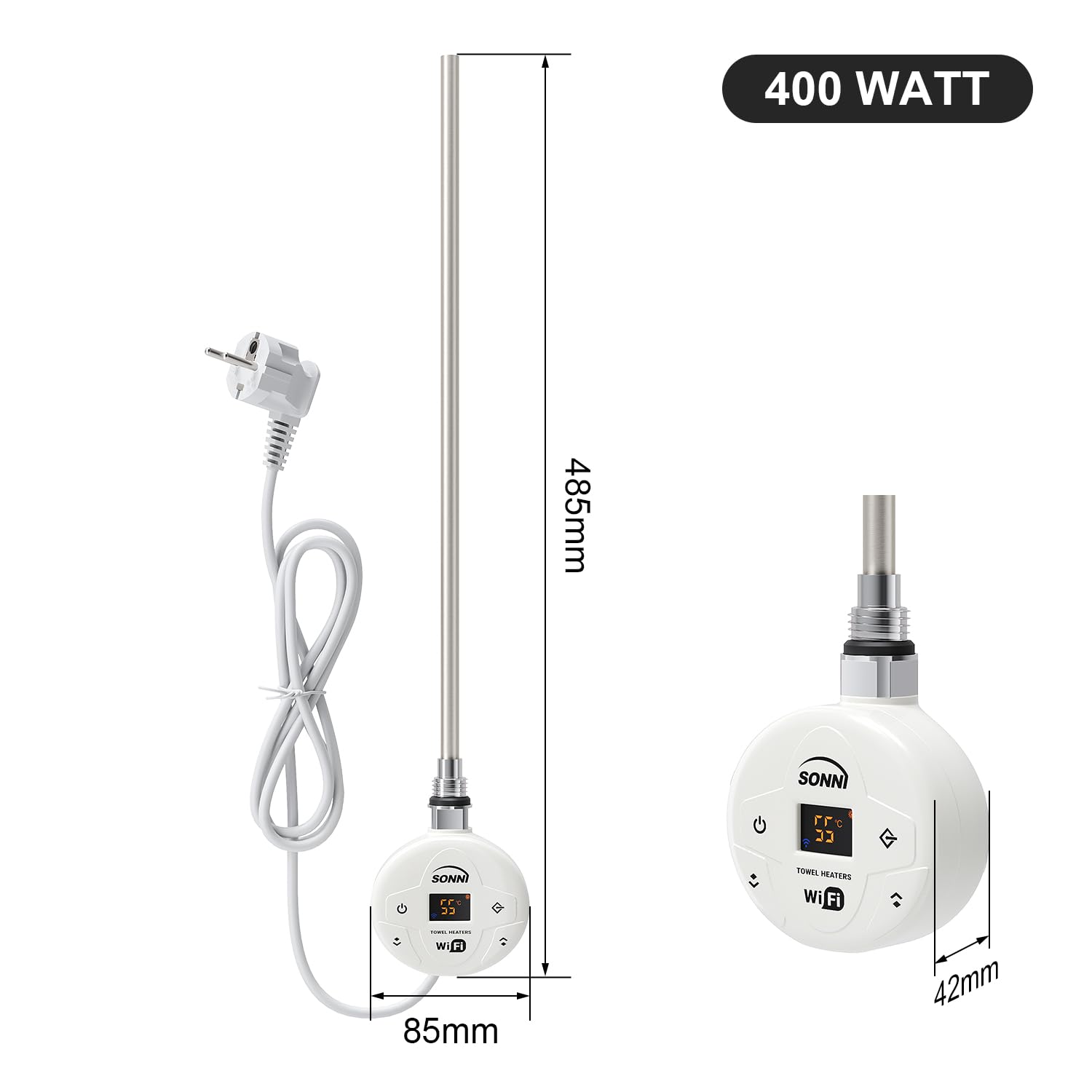 SONNI Smart WIFI - Barra riscaldante elettrica 400 W, colore: Bianco con termostato Intelleganter