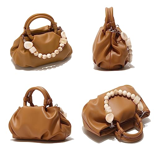 Cloud Clutch Purses for Women Soft Leather Dumpling Bag Beaded Slouchy Pouch Bag Small Handbag Crossbody Purse4