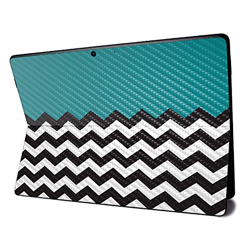 Image of MightySkins Carbon Fiber Skin for Microsoft Surface Pro X - Teal Chevron | Textured Carbon Fiber Finish | Easy to Apply, Remove, and Change Styles | Made in The USA