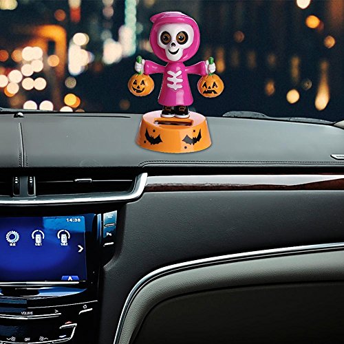 Preisvergleich Produktbild Solar Wackelfigur Auto Wackelfunktion Verzierungen Wackelkopf Auto Innendekoration Schaf Faultier Auto Ornamente Auto Dekoration Weihnachtsgeschenk Halloween Affe mit Kürbisen