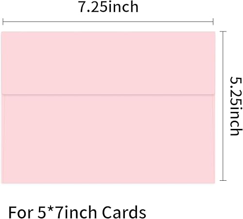 Miniatura 2 de Ouzoustate Paquete de 100 sobres rosas de 5 x 7 pulgadas, sobres A7 para invitaciones de tarjetas, bodas, fiestas de cumpleaños, baby shower