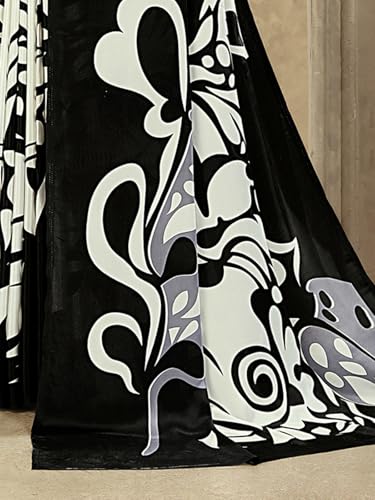 Image of SIRIL Women's Crepe Silk Printed Saree with Unstitched Blouse Piece