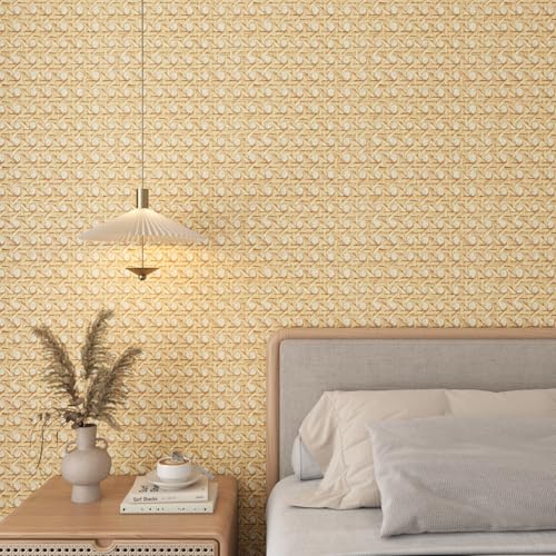 Livelynine Vinilo Adhesivo Muebles Efecto Ratan Liso Papel Pintado Autoadhesivo Pared Dormitorio Marron Claro Impermeable Papel Adhesivo Pared Baño Salon Vinilos Adhesivos para Muebles Cocina 40CMx2M