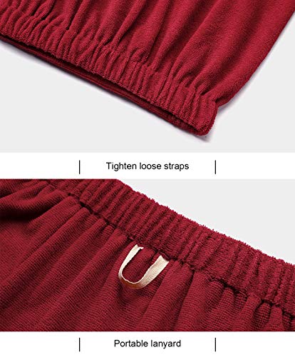 Vislivin Women's Towel Robe Spa Wrap & Hair Towel Bathrobe With Adjustable Closure - Wine Red L - Image 4