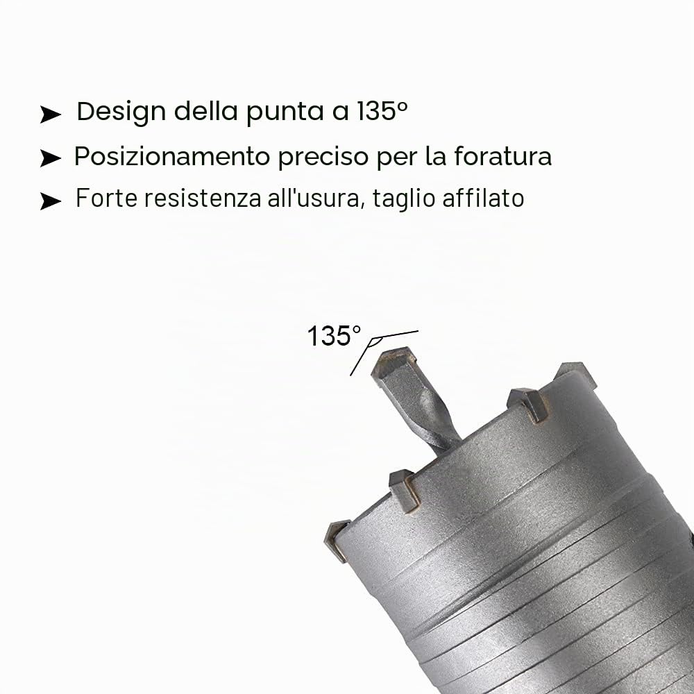 flintronic Punta da 350mm SDS Plus Codolo, Ø30/40/50 mm Sega a Tazza, Punta da Muro per Calcestruzzo Punta Per Condizionatori D'Aria, Cappe O Lavatrici Punzonatura Di Tubi, Cemento, Mattoni, Pietra