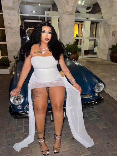 Sexy Off Shoulder Mesh Sheer Y2k Tube Mini Dress for Women Ribbon Bodysuit Party Club Birthday Dresses Date Night4