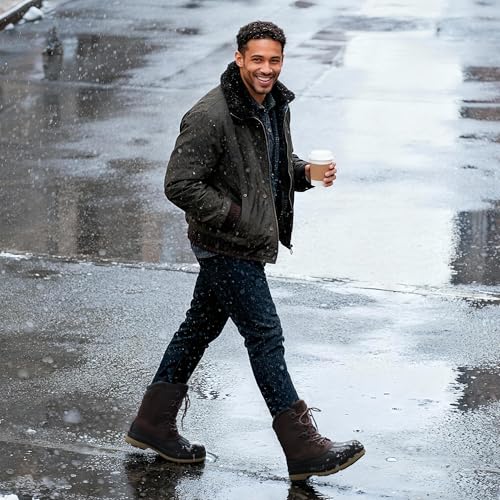 NORTIV 8 Men's Insulated Waterproof Work Winter Snow Boots 170390 M DARK/BROWN/BLACK Size 6.5