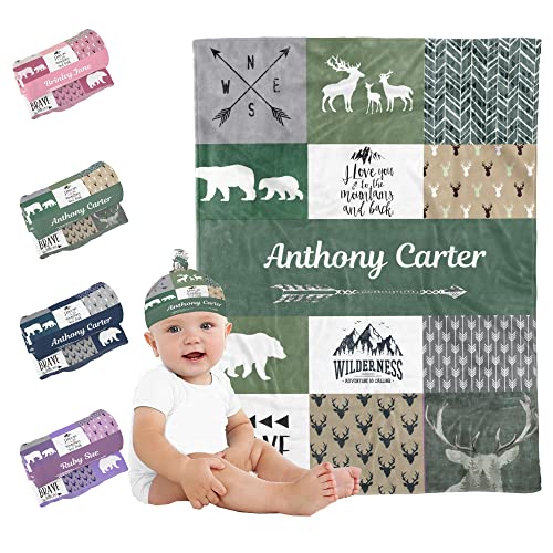 Personalized Woodland Baby Blankets & Hats - Customized Blankets For Boys & Girls