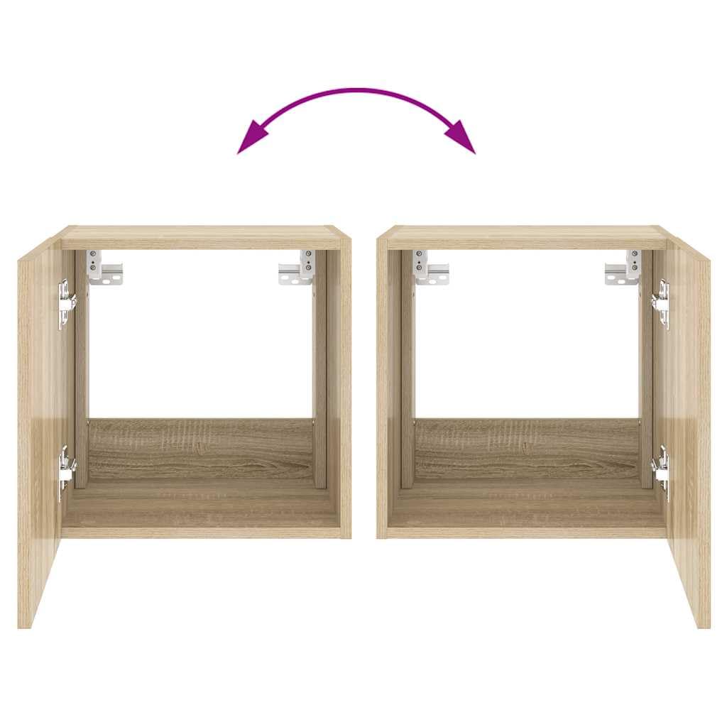 vidaXL Ścienne szafki TV z LED, 2 szt., dąb sonoma, 40,5x35x40 cm
