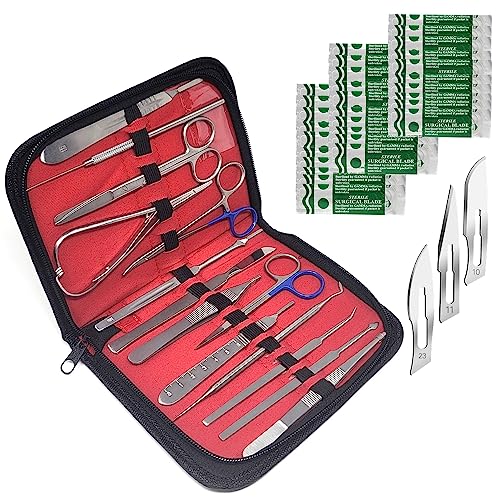 HTI Lab Kit Stainless Steel Multi-purpose Tools Set Ideal for Student, Hobby, Taxidermy and More Comes in a Compact Zippered Case - 45 Pcs Set