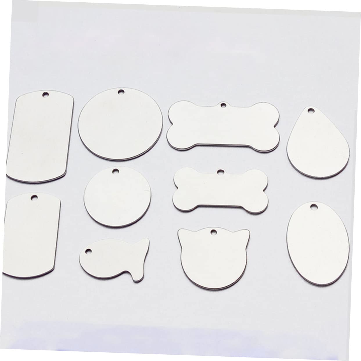Happyyami 50stücke Edelstahl Haustieranhänger Leerer Id Tag Für Hunde Robuste Kette Gravur Zubehör Für Welpen Korrosionsbeständig Und Leicht Silber Gemischte Stile