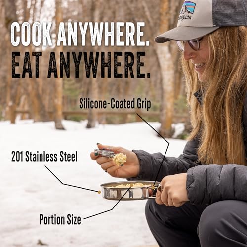 Ready Hour Kit de Cocina para Camping de Acero Inoxidable - Set Compacto de Supervivencia de 5 Piezas con Olla, Sartén, Taza, Estropajo y Bolsa de Transporte miniatura 5