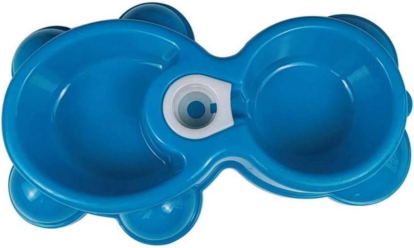 Dog Cats Double Bowl Automatic Pet Feeder Water Dispenser Cats Dog Drinking Bowl Plastic Dish Pet Feeding Watering Supplies (Color : Green) (Blue)