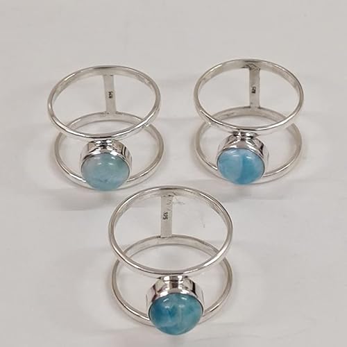 Larimar Ring, 925 Sterling Silver Larimar Ring, Statement Gemstone Ring For Girl Women Size Us 11 Bohemian Jewelry, Natural Gemstone Ring, Promise Handmade Ring #TOP6