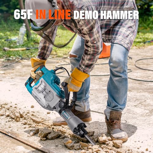 Berserker 1700W 30-Pound Demolition Jack Hammer with 1-3/16" Hex, 14-Amp Corded Electric Heavy Duty Demo Chipping Hammer Concrete/Pavement Breaker with Carrying Case Flat Chisel Bull Point Chisel