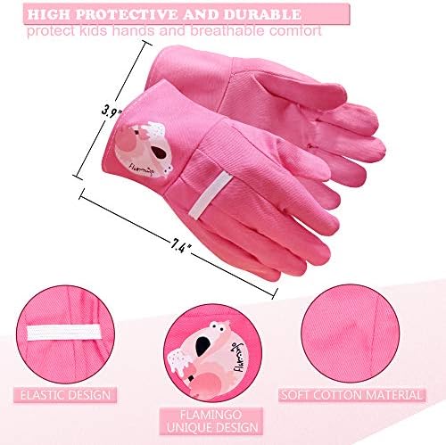Hortem Kids Gardening Tools Set, 7 PCS Kids Garden Play Toys Include 3 Hand Tools, 1 Garden Bag, 1 Kids Garden Glove, 1 Kids Apron and 1 Watering Can, Garden Gifts for Children( Pink )