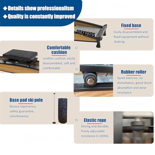 Ski Exercise Trainer Machine,Hip Body Balance Exercise Machine,Ski Simulator Leg Exercise Equipment,150kg Load, for Abdomen and Leg Training, with Ski Poles and Mats