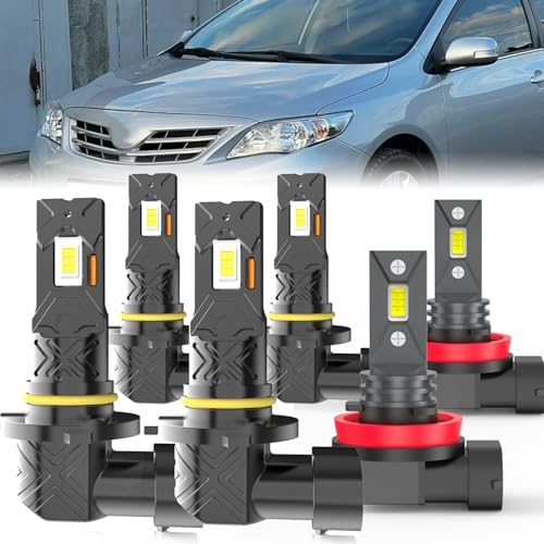 Image of Fit For Toyota Corolla 2009-2016 light Bulbs, High /Low Dual Beam Fog Lights Combo, Plug and Play, 6 PCS