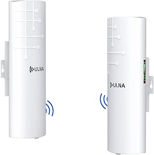 Point to Point Wireless Bridge Outdoor, ULNA 5.8G Long Range WiFi Bridge Kit CPE with 14DBi High Gain Antenna, Extend WiFi Network/Video Surveillance, Ideal for Barn Shop Garage