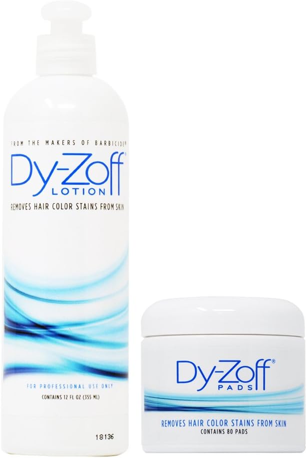 King Research Dy-Zoff Lotion 12oz + Pads Removes Hair Color Stains 80 pads