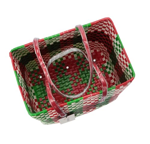 Image of Arnavira Handmade Multipurpose Basket with Lid 4L Used for Organiser, Makeup Items Storage,Kids Tiffin (18x12x19 cm) (Red Green, X Small)