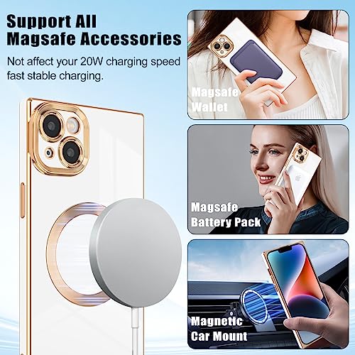 Newseego for iPhone 14 Plus Magnetic Case, Luxury Plating Edge Square Case for Women Girls Men Soft TPU Bumper Anti-Scratch Shockproof Protective Cover for iPhone 14 Plus-White by Newseego - Used condition - Image 6