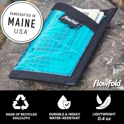 Image of Flowfold Recycled Sailcloth Minimalist Card Holder Wallet | Slim and Durable with Cash pocket and Credit Card Slot | Minimalist Wallet Made in USA Holds 6-8 Cards