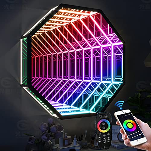 Fulnes Tunnel Lamp, Remote Control 3D Led Infinity Mirror Rgb Color Changing Wall Light For Home Office Relaxing Decorate,A,70Cm #TOP3