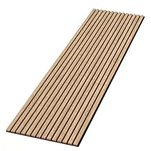 94" L x 24" W Acoustic Wood Wall Paneling, Decorative Sound Proof Panels for and Ceilings, 3D Slat Panels, Wood Slat Panels Set of 10 Light Walnut.