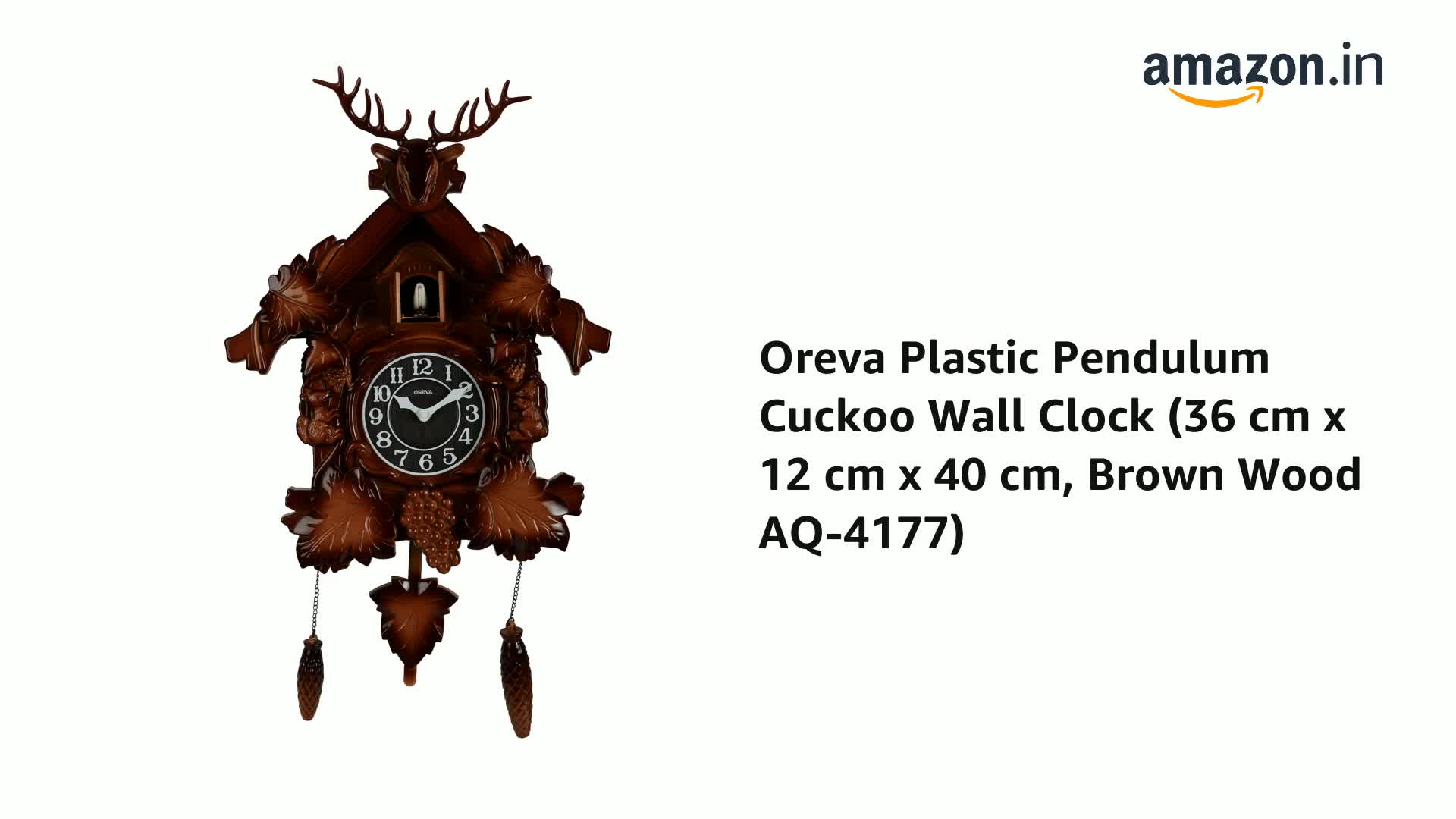 Oreva AQ-4177 Plastic Pendulum Wall Clock with Cuckoo (36 cm x 12