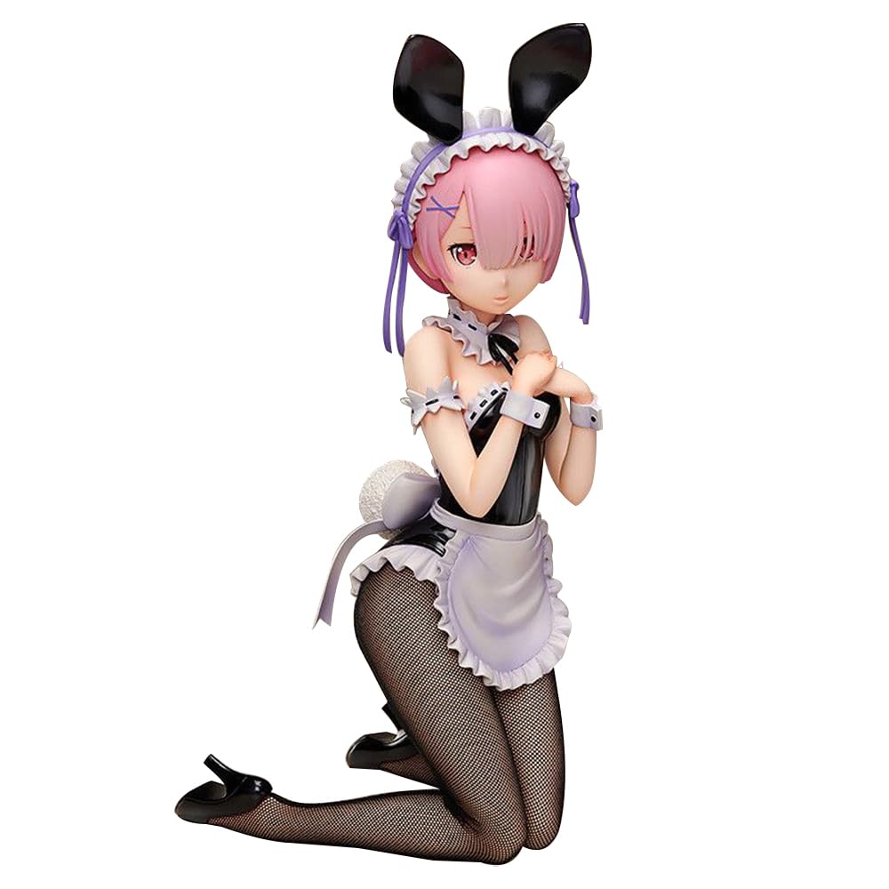 Ram Figure Statue, Ramu Anime Bunny Girl Figure Maid's Outfit Action Figurine 30cm Re 0 Kneeling Pose Model PVC Ornaments Collectible Gift