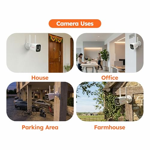 Image of MANOMAY Protect Air 3MP WiFi Bullet Security Camera, BIS-ER STQC Certified Outdoor CCTV, 10X Digital Zoom, Color Night Vision, AI Human Detection, 2-Way Audio, IP66 Waterproof, Alexa,256GB MemoryCard