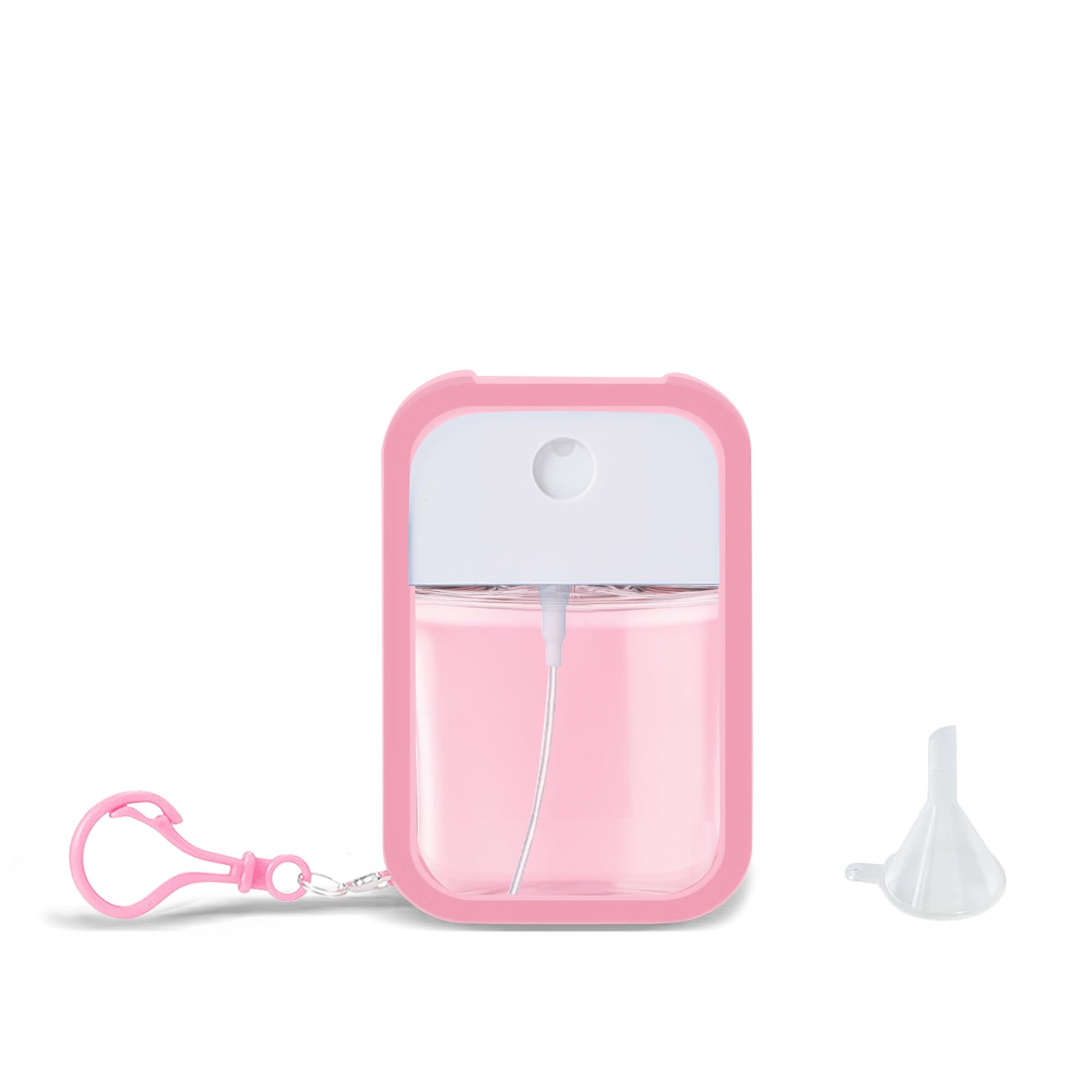 Zuhose Mini Refillable Perfume Spray Bottle with Silicone Case Compatible with Touchland Hand Sanitizer Spray (Fit for 1 FL OZ/30 mL Ver), Keychain + Funnel for Power Mist and Glow Mist