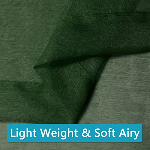 Christmas Decoration Hunter Green Valances For Windows - Rod Pocket Transparent Light Filtering Semi Sheer Window Valance Curtains For Kitchen/Living Room/Bedroom/Bathroom/Cafe 2 Panels 52 X 18 Inches #TOP2