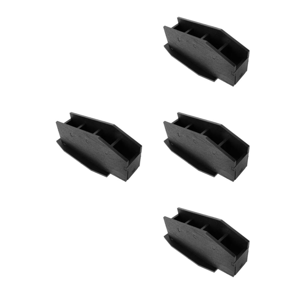 Abaodam 4 Pièces Pot à Pinceaux de Maquillage en Bois Foncé Forme Cercueil Style Gothique Unique pour Bureau ou Coiffeuse Rangement Polyvalent et Finition Soignée