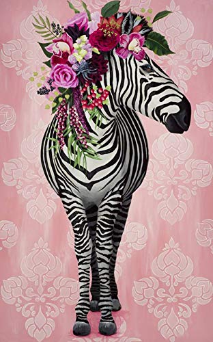 Kit de pintura de diamantes 5D con diseño de cebra y flores, diamond painting kit diamantes punto de cruz para decoración de pared o manualidades cristal, decoracion bordado de salones30 x 40 cm