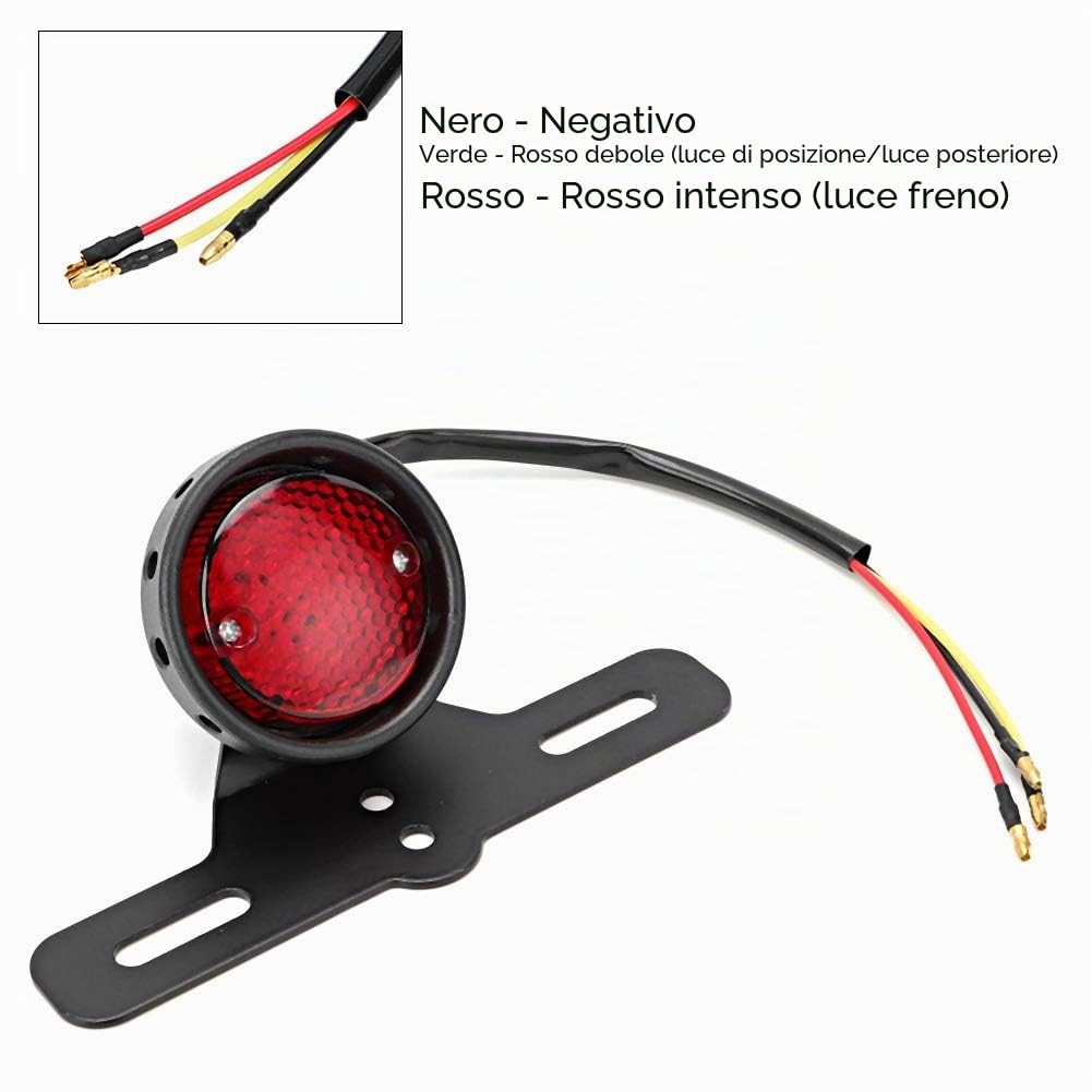 Fanale LED Posteriore in Lega Di Alluminio - Lampada Stop, Luce Freno Accessorio Nero