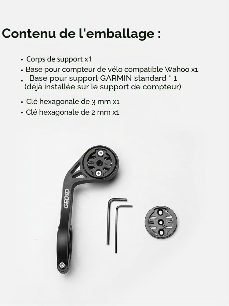Ordinateur de vélo GPS GEOID CC600 avec Support de Guidon prolongé