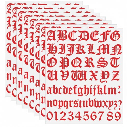 Image of Teling 8 Sheets Letter Stickers Vinyl Old English Alphabet Number Stickers Self Adhesive Stick on Letters for Back to School Scrapbooking DIY Art Business Mailboxes Address Craft(1 Inch,Red)
