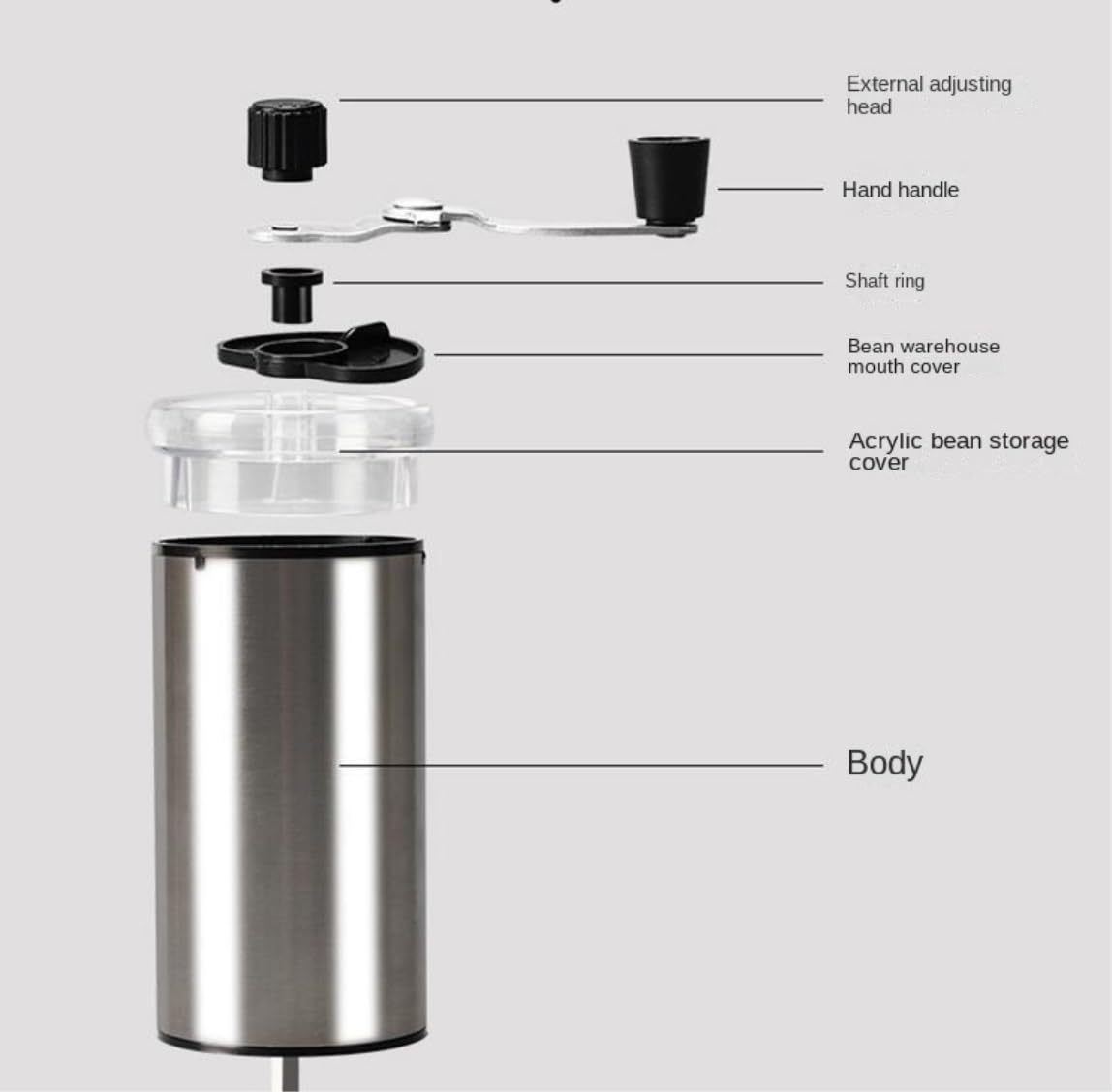 Molinillo Café Oficina Manivela manual y molinillo desmontable Granos de café Molinillo especias con caja almacenamiento para cocina Vintage Moledor de Cafe