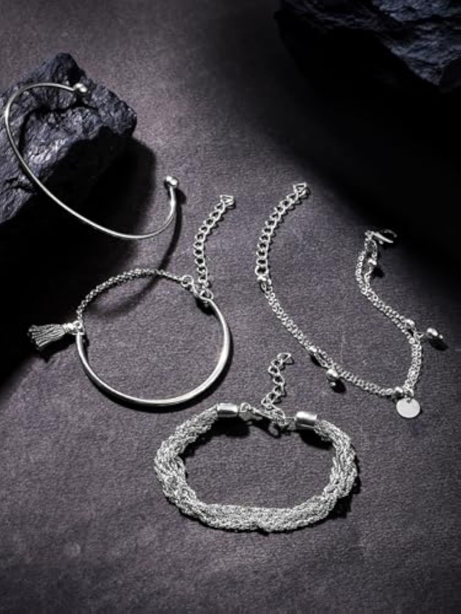 4 Pcs Layered Stack Bracelet Set, Birthday Gift for Wife