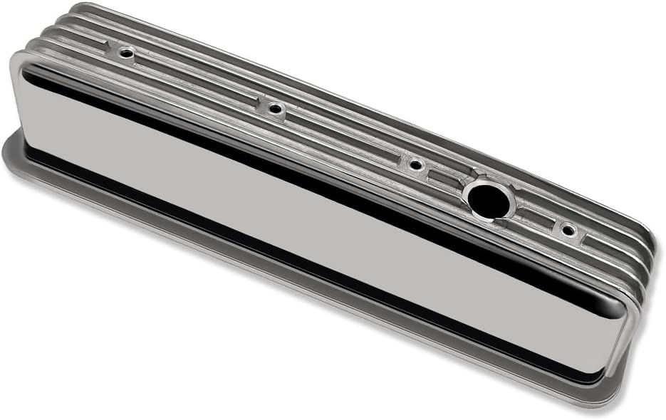 Tall Finned Center Bolt Valve Covers for Chevy SBC 283 305 327 350 400 5.0L & 5.7L 1987-1997 Polished Aluminum