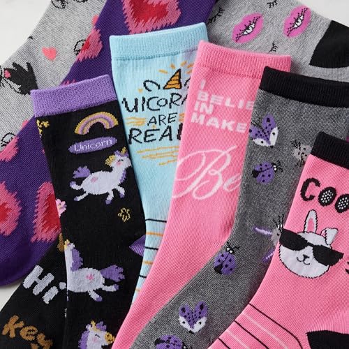 Image of Tipi Toe Women's Fun Patterned Dress Socks, 12-Pack Lightweight Colorful Crew Socks, Casual Novelty Assorted Designs