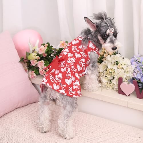 Image of CuteBone Dog Mesh Dress Valentine's Day Puppy Sundress Pet Outfit Summer Fashion for Small Dogs Girl Cat Clothes