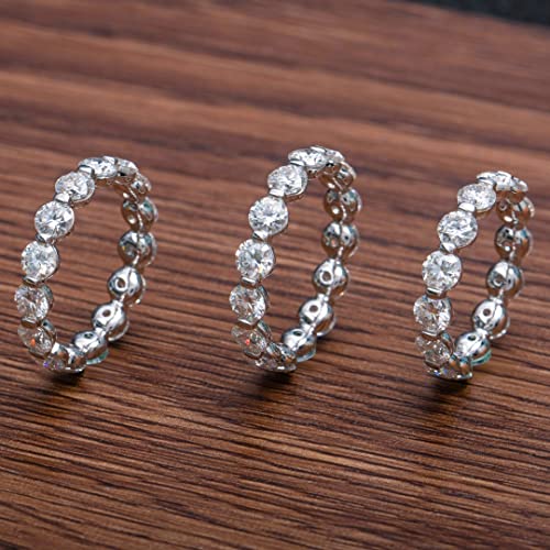 Twobirch Platinum Plated Sterling Silver Round Cut Moissanite Eternity Ring (4 Mm) (Gra Certified) (5) #TOP4